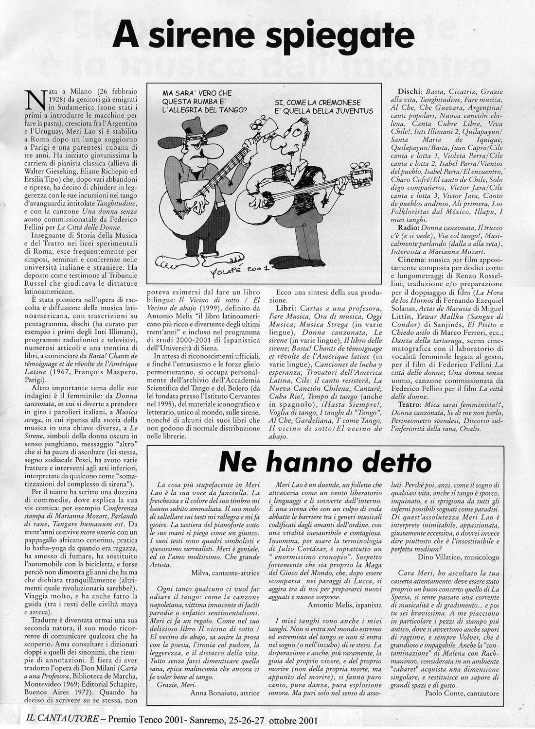 Il Cantautore Tenco 2001